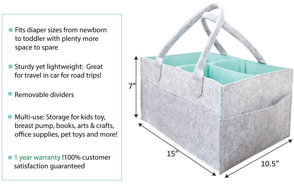 Baby Diaper Caddy Organizer Portable Holder Bag for Changing Table and Car, Nursery Essentials Storage bins Caddy Organizer